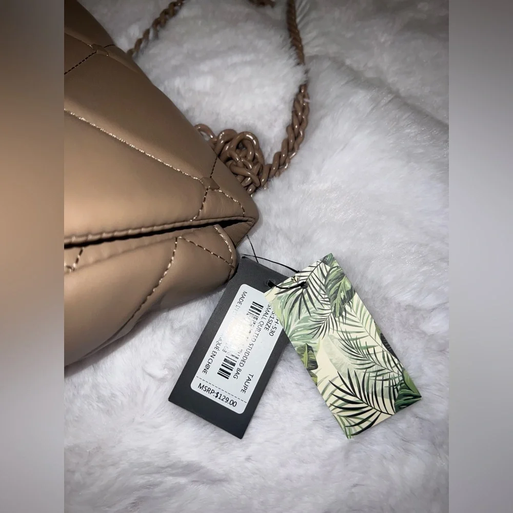 Badgley Mischka Quilted Studded Vegan Leather Bag - Picture 8 of 10